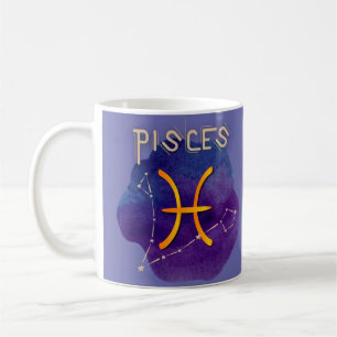 Taza De Café Constelación personalizada de Rótulo Zodiaco Pis