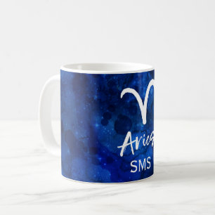 Taza De Café Constelación zodiacal de Aries Monograma de galaxi