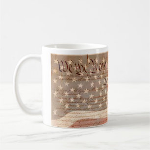 Taza De Café Constitución y bandera estadounidense Patriótico