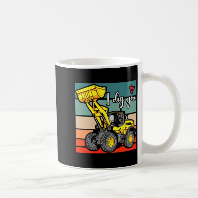 Taza De Café Construction Vehicles Valentines Hearts Excavator  (Derecha)