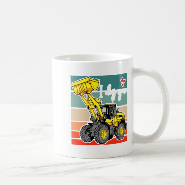 Taza De Café Construction Vehicles Valentines Hearts Excavator  (Derecha)