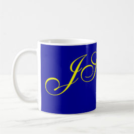 Taza De Café Consultor en monograma amarillo azul