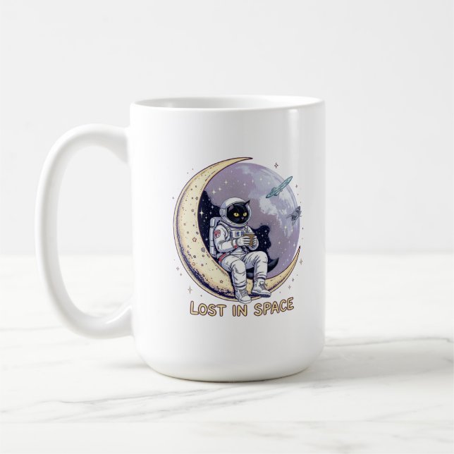 Taza De Café Contemplación de gatos cósmicos (Izquierda)