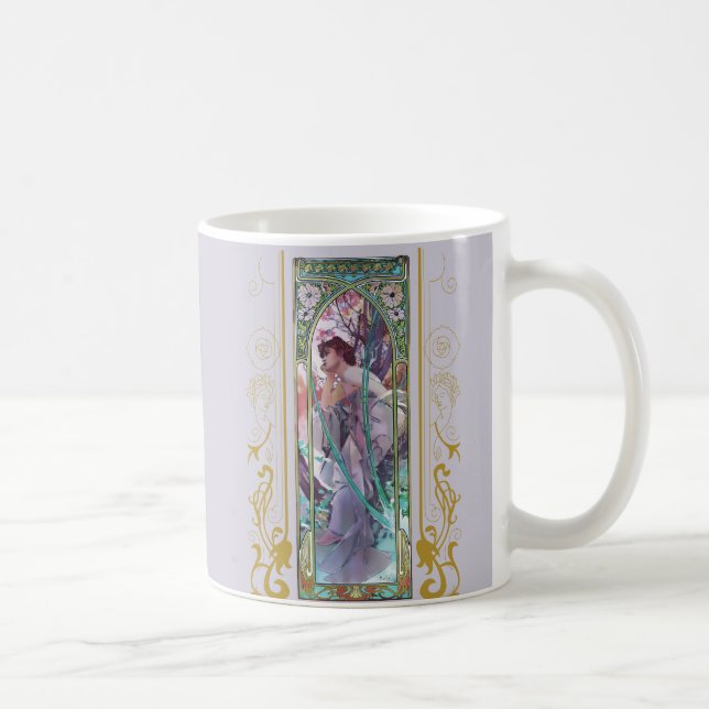 Taza De Café Contemplación vespertina de Art Nouveau Alphonse M (Derecha)