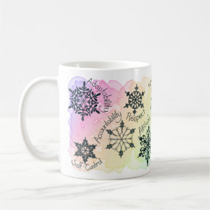 Taza De Café Contemplaciones de nevadas, copos de nieve arcoíri