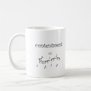 Taza De Café contenido es igual a purr con notas musicales