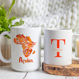Taza De Café Continente africano afrocéntrico con monograma Per