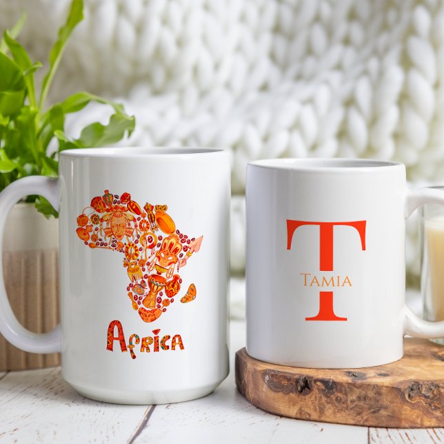 Taza De Café Continente africano afrocéntrico con monograma Per (Subido por el creador)