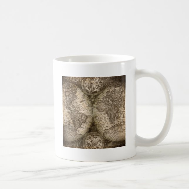 Taza De Café Continentes del mapa del viejo mundo histórico ant (Derecha)