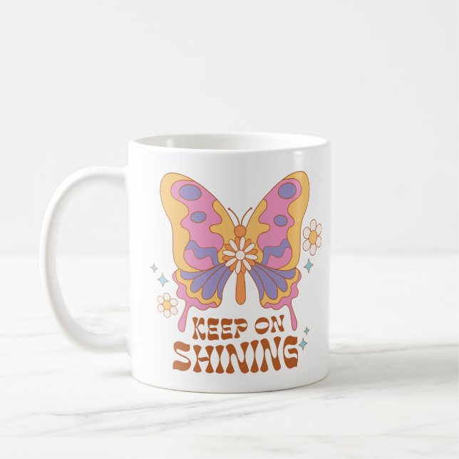 Taza De Café Continúe Brillando Mariposa (Izquierda)