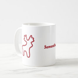 Taza De Café Contorno Reno Rojo Nombre Personalizado