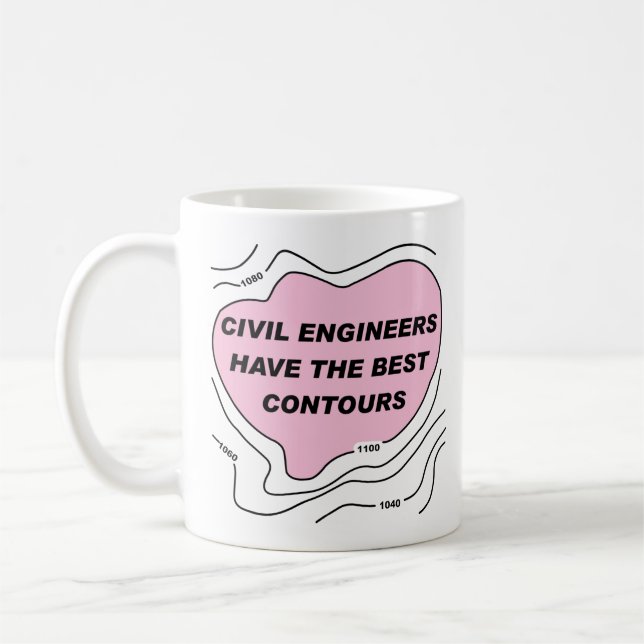 Taza De Café Contornos rosados de ingeniero civil (Izquierda)