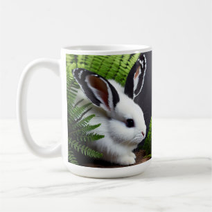 Taza De Café Contrasta llamativo: el conejo blanco con oidos ne