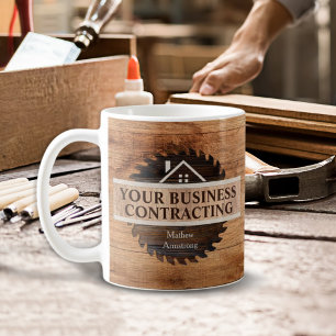 Taza De Café Contratista personalizado tono madera rústica