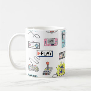 Taza De Café Controladores de juegos retro: patrón colorido sin