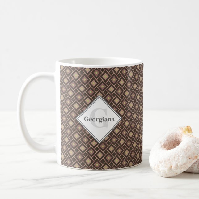 Taza De Café Controles de diamantes de neutrales calentados geo (Con donut)