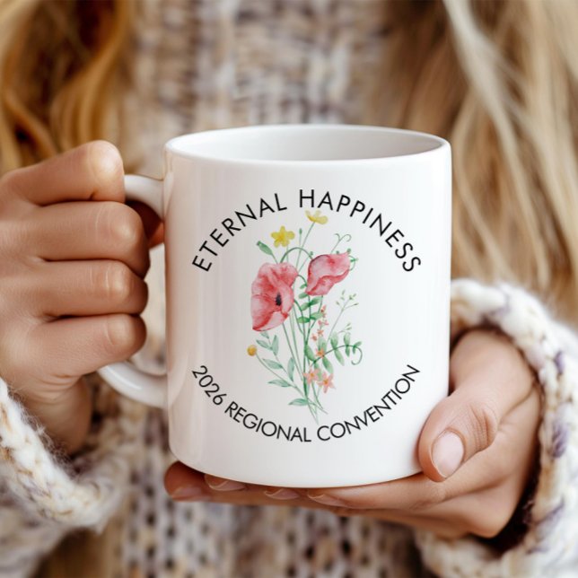 Taza De Café Convención sobre la Felicidad Eterna 2026 con Flor (Subido por el creador)