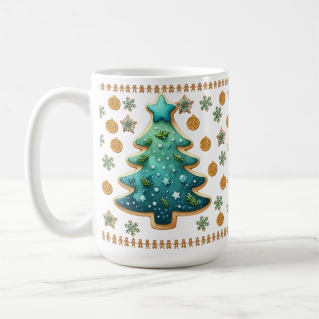 Taza De Café Cookie Mug, árbol de Navidad festivo (Izquierda)