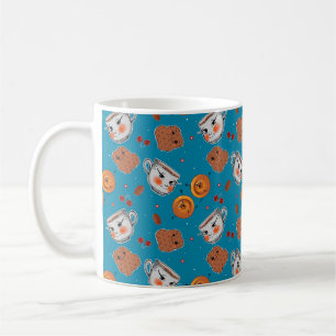 Taza De Café Cookies, bollos: patrón de fondo azul