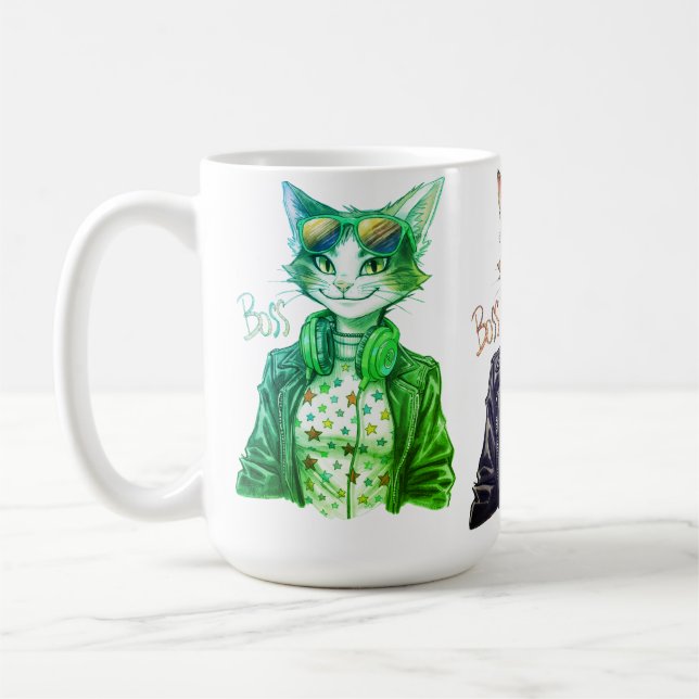 Taza De Café Cool Cat Boss – Funny Cat Lover Gift Idea (Izquierda)