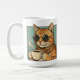 Taza De Café Cool Cat Coffee Retro Style Design for Cat Lovers