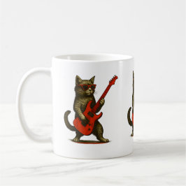 Taza De Café Cool Cat Guitarist Mug – Funny Musician Coffee Cup
