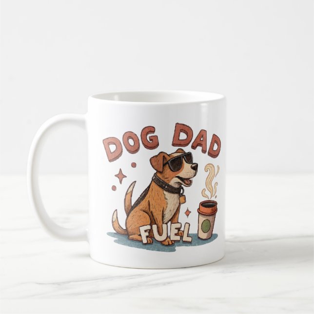 Taza De Café Cool Dog Dad Fuel Coffee Mug with Sunglasses Dog (Izquierda)