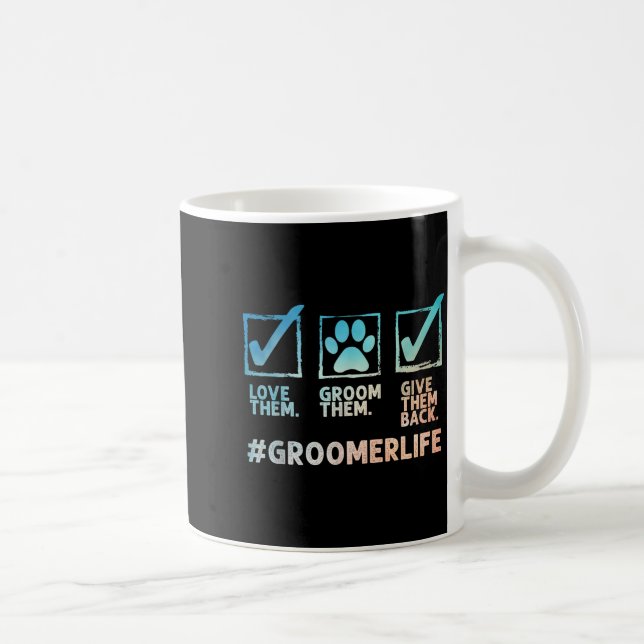 Taza De Café Cool Dog Groomer Art For Men Women Dog Grooming Pe (Derecha)