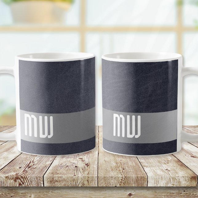 Taza De Café Cool Leather Metal Stripe Bold Monogram (Subido por el creador)