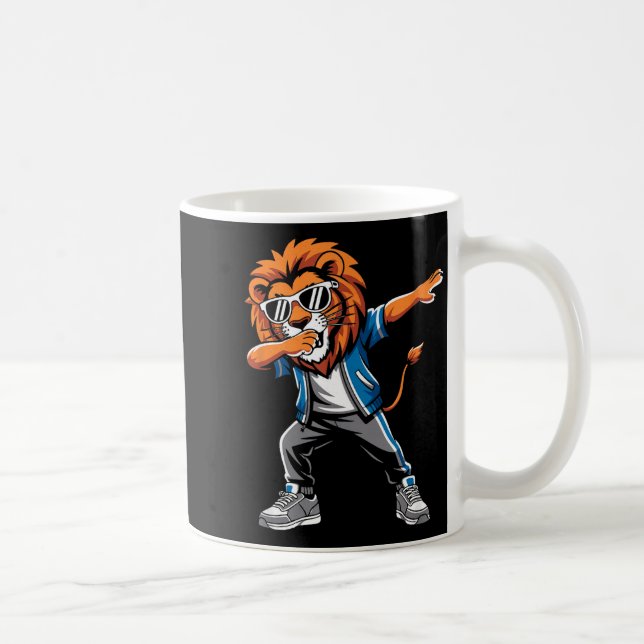 Taza De Café Cool Lion Dabbing Gift For Men Women Boys Girls Ki (Derecha)