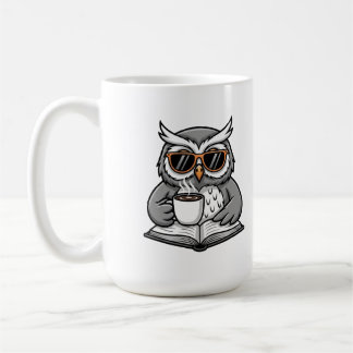 Taza De Café Cool Owl Reading With Coffee