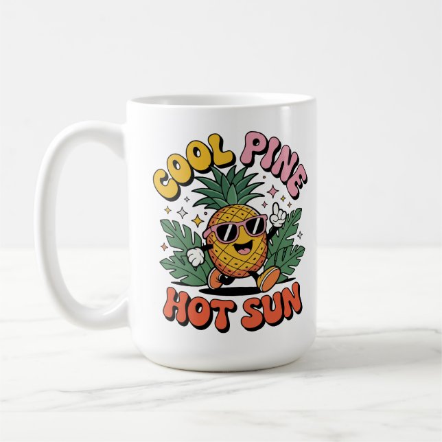 Taza De Café Cool Pine Hot Sun Retro Pineapple Summer Vibes (Izquierda)