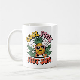 Taza De Café Cool Pine Hot Sun Retro Pineapple Summer Vibes
