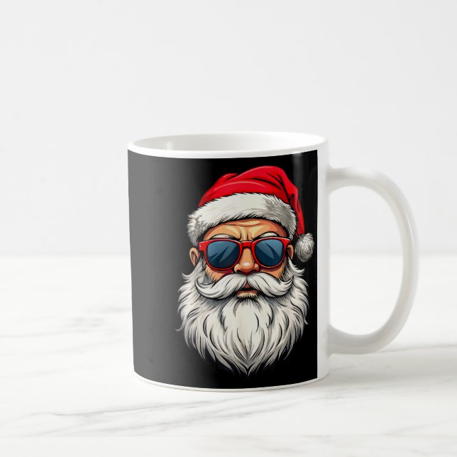 Taza De Café Cool Santa Claus Face Retro Sungles Christmas Men  (Derecha)