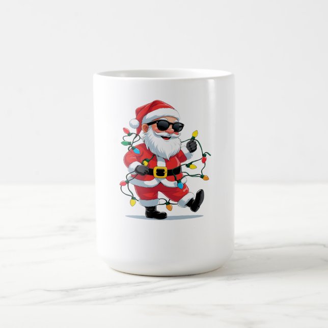 Taza De Café Cool Santa with Christmas Lights – Modern Festive  (Centro)
