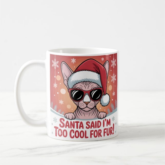 Taza De Café Cool Sphynx Cat Christmas Santa Design (Izquierda)