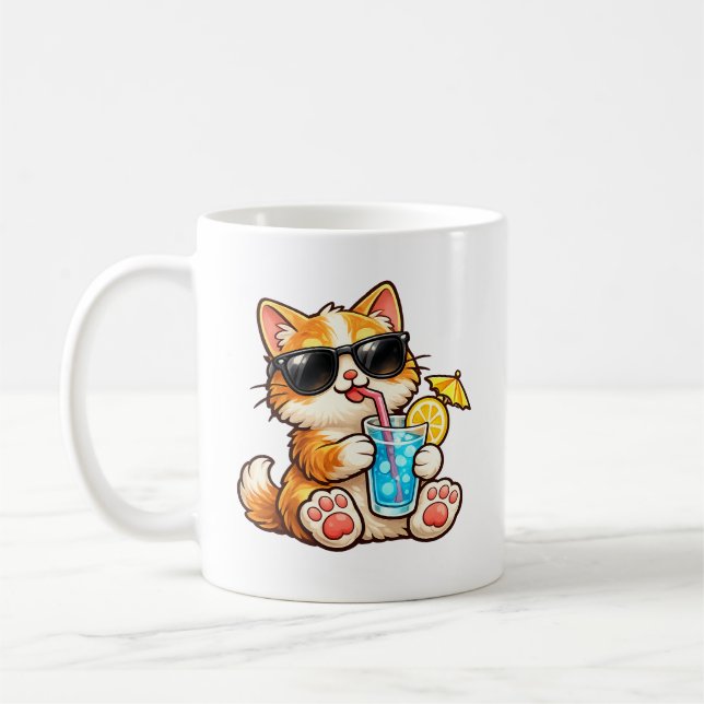 Taza De Café Cool Summer Cat (Izquierda)