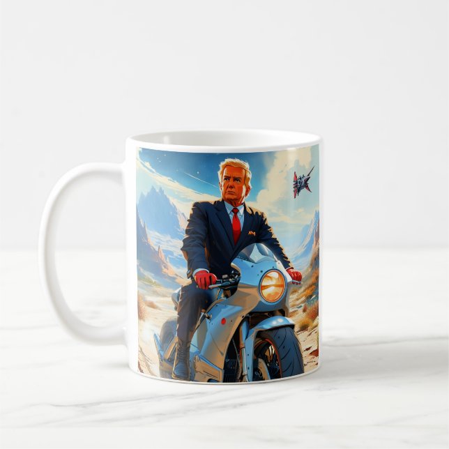 Taza De Café cool Trump Motorcycle Alien Planet Spaceship MAGA (Izquierda)