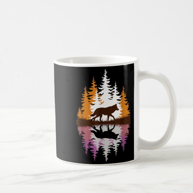 Taza De Café Cool Wolf Art For Men Women Howling Wolf Wolves Lo (Derecha)