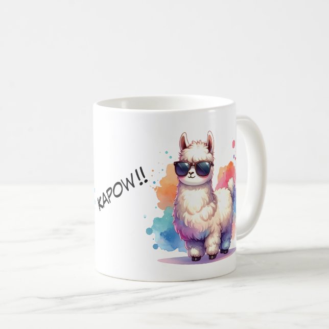 Taza De Café Cooles Llama mit Sonnenbrille  (Anverso derecho)