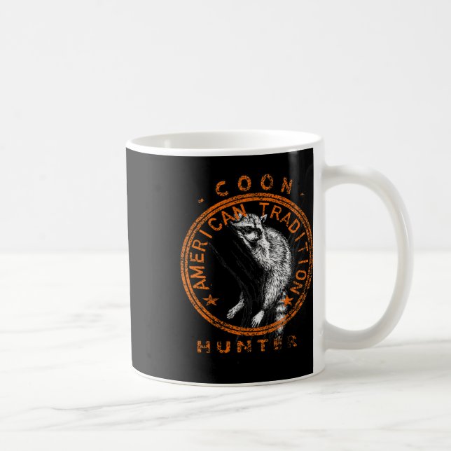 Taza De Café Coon Hunter American Patriotic Raccoon Hunting Tra (Derecha)