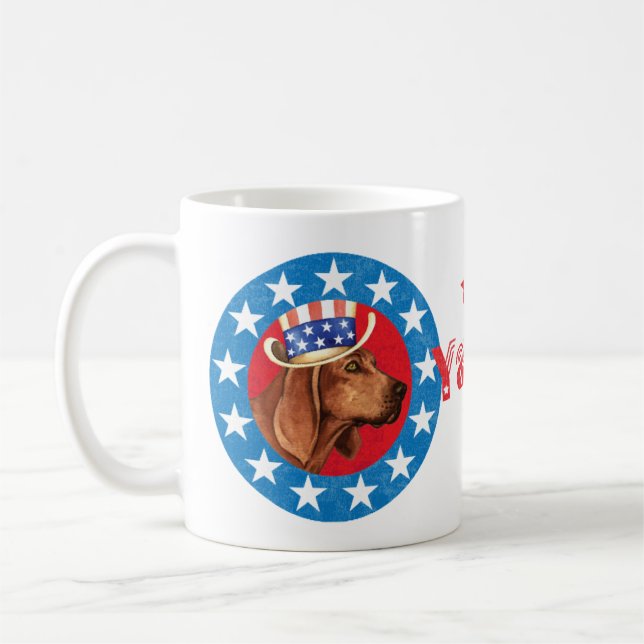 Taza De Café Coonhound Patriótico Redbone (Izquierda)