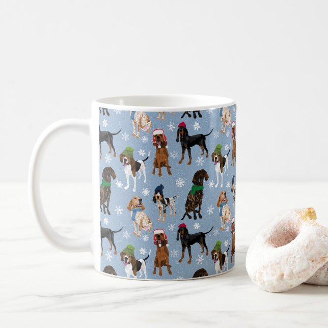Taza De Café Coonhounds copos de nieve (Con donut)
