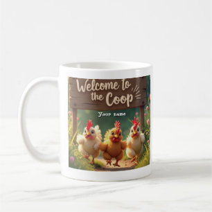 Taza De Café Coop Mug de pollo personalizado - Bienvenidos al C