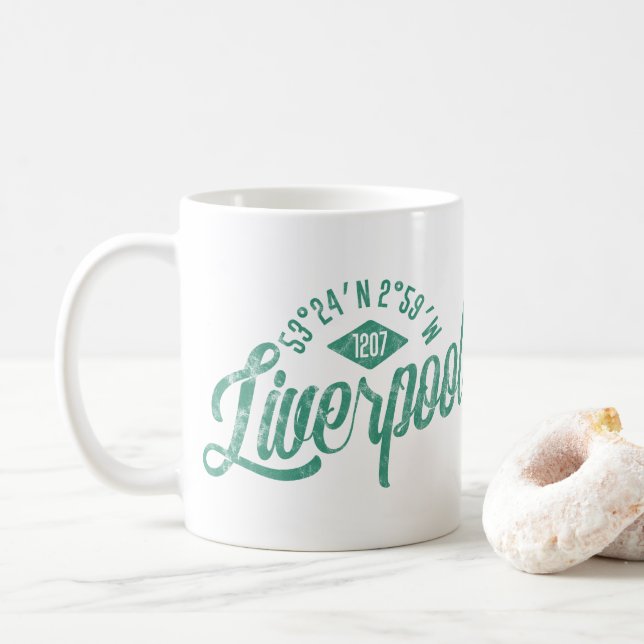 Taza De Café Coordenadas de Liverpool Mug (Con donut)