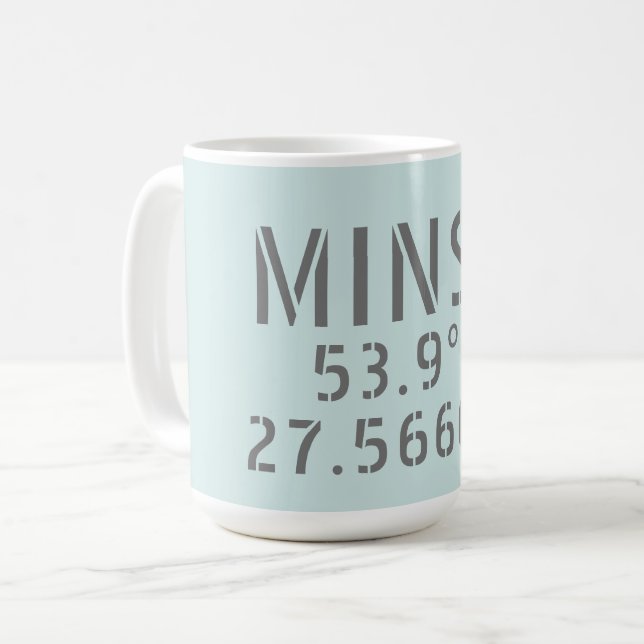 Taza De Café Coordenadas de longitud de minsk Latitude (Anverso izquierdo)