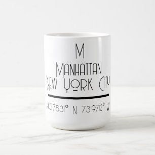 Taza De Café Coordenadas de Nueva York de Manhattan
