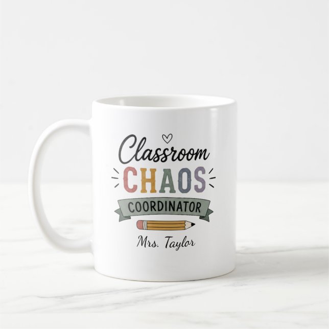 Taza De Café Coordinador de Caos de Aula Personalizado  (Izquierda)