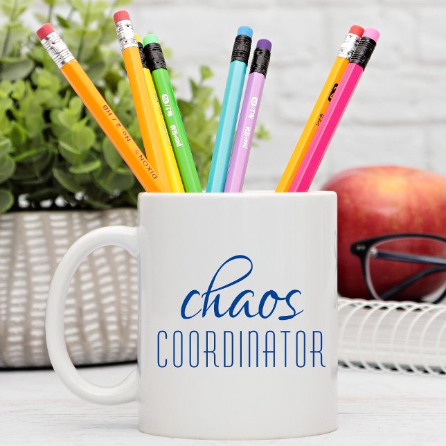 Taza De Café Coordinador de caos guión azul moderno (Subido por el creador)