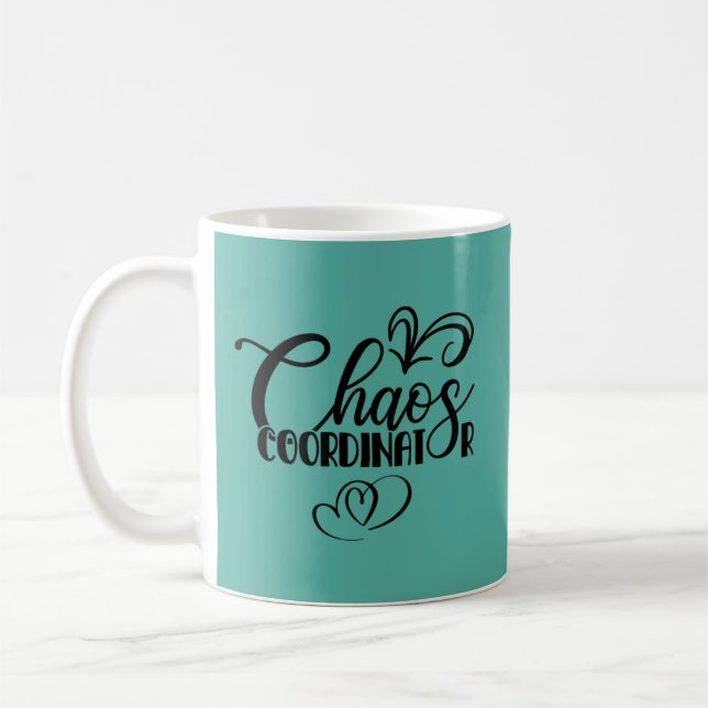 Taza De Café Coordinador del caos: café negro y Verde azulado (Izquierda)